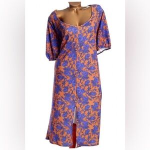 Boohoo Plus Orange and Purple Floral Dress